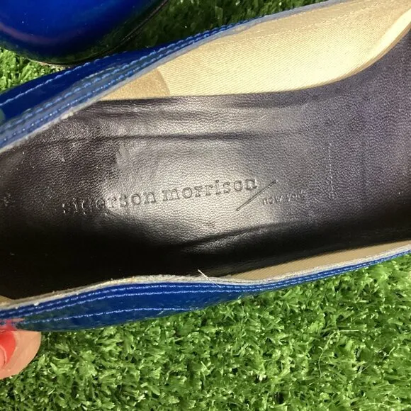 Sigerson Morrison Blue Patent Leather Loafer Shoes 9B
