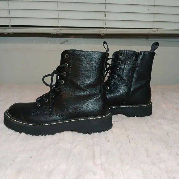 Sincerely Jules Black Combat Moto Boots with Sturdy Soles