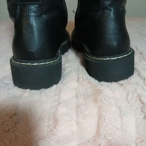 Sincerely Jules Black Combat Moto Boots with Sturdy Soles