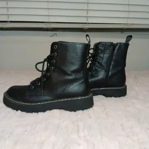 Sincerely Jules Black Combat Moto Boots with Sturdy Soles