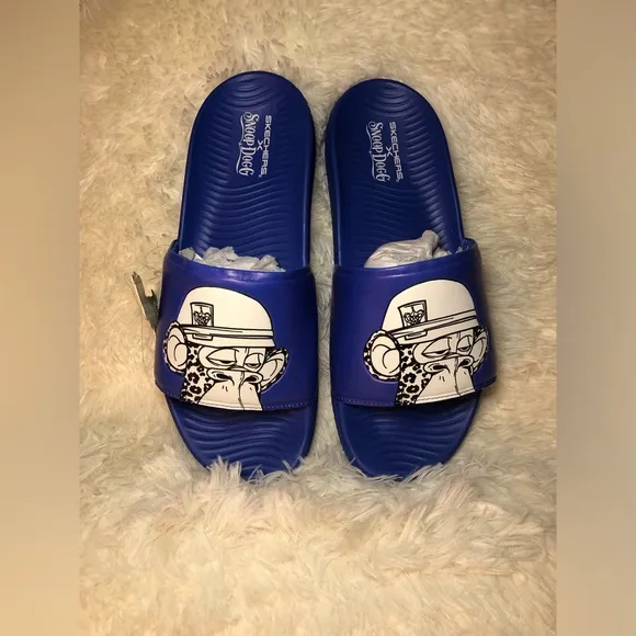 Skechers Mens Blue Slide Sandals