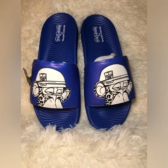 Skechers Mens Blue Slide Sandals