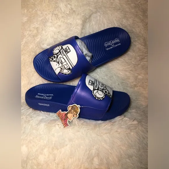 Skechers Mens Blue Slide Sandals
