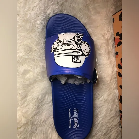 Skechers Mens Blue Slide Sandals