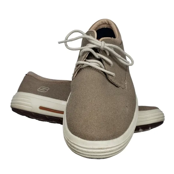 Skechers | Taupe Canvas Air-Cooled Memory Foam Preppy Classic Sneakers Mens 10.5