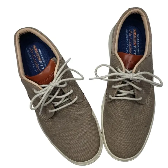 Skechers | Taupe Canvas Air-Cooled Memory Foam Preppy Classic Sneakers Mens 10.5