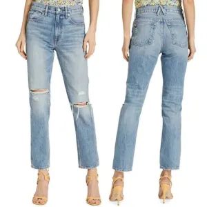 SLVRLAKE Virginia Distressed Slim-Leg High Waisted Jeans