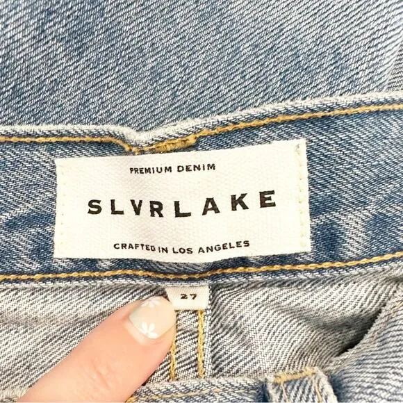SLVRLAKE Virginia Distressed Slim-Leg High Waisted Jeans