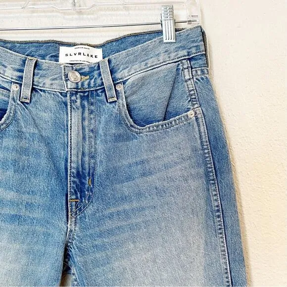 SLVRLAKE Virginia Distressed Slim-Leg High Waisted Jeans
