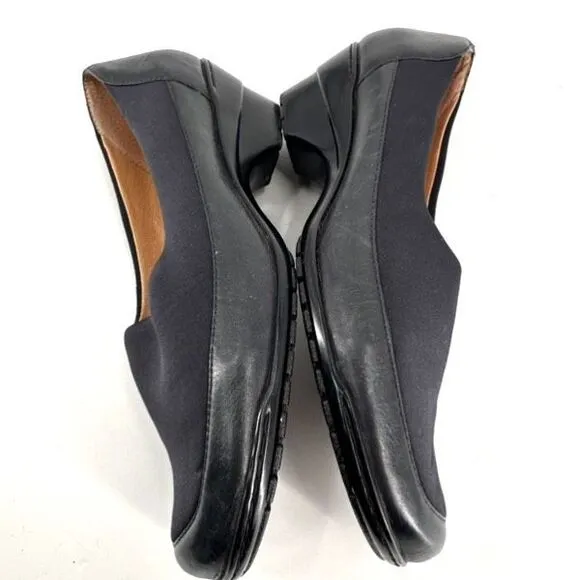 Sofft Womens Leather Fabric Stretch Square Toe Slip On Loafers Black Size 9 wide