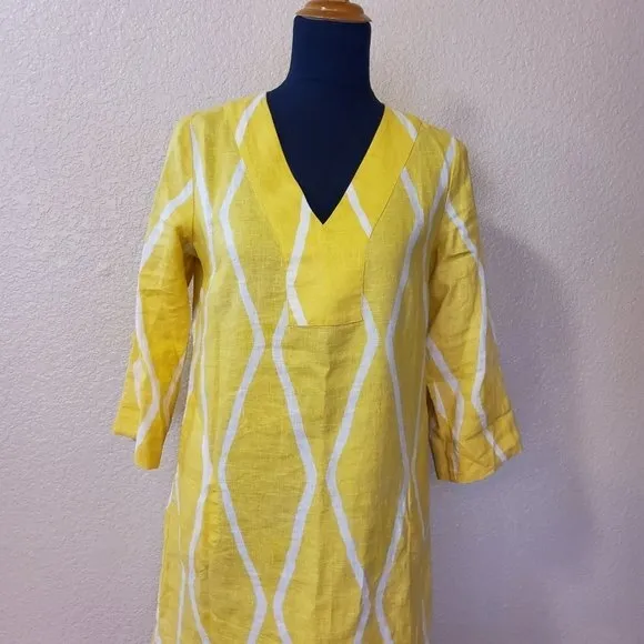 Soft Surroundings Zarina Linen Shift Dress XS Yellow New
