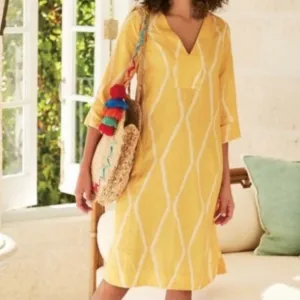 Soft Surroundings Zarina Linen Shift Dress XS Yellow New