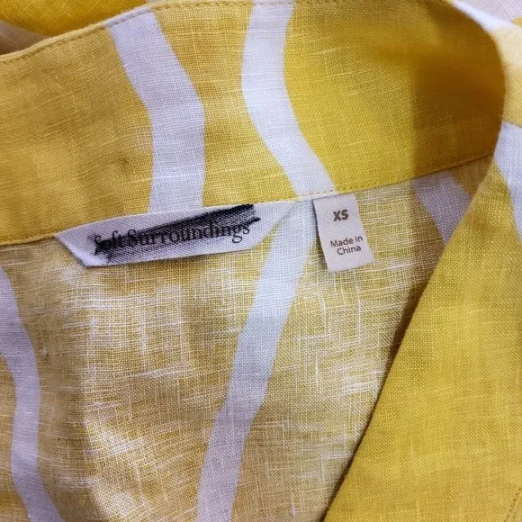Soft Surroundings Zarina Linen Shift Dress XS Yellow New