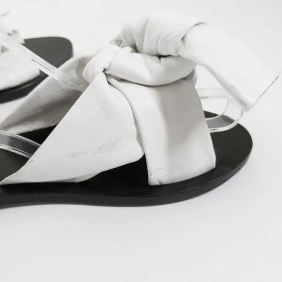 Sol Sana Womens 39 White Leather Nina Sandals Wrap Knot Shoes Slides