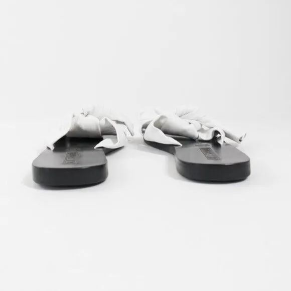 Sol Sana Womens 39 White Leather Nina Sandals Wrap Knot Shoes Slides