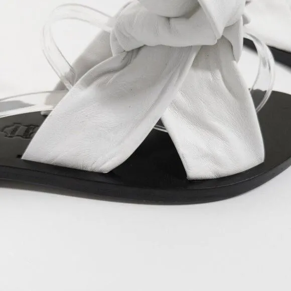 Sol Sana Womens 39 White Leather Nina Sandals Wrap Knot Shoes Slides