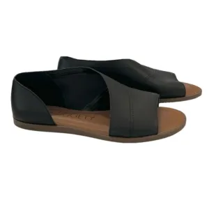 Sole Society Colvan Black Leather Flats Size 10 Cut Out Open Toe Sandals…