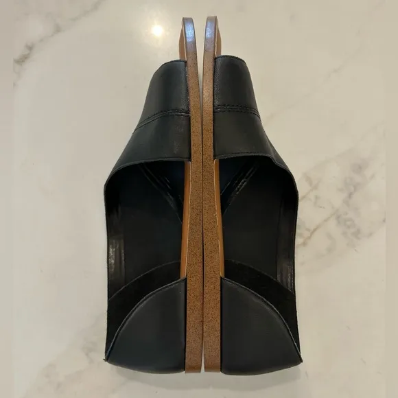 Sole Society Colvan Black Leather Flats Size 10 Cut Out Open Toe Sandals…