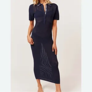Solid &amp; Striped The Leigh Polo Navy Mesh Midi Dress Beach Cover Up Size S
