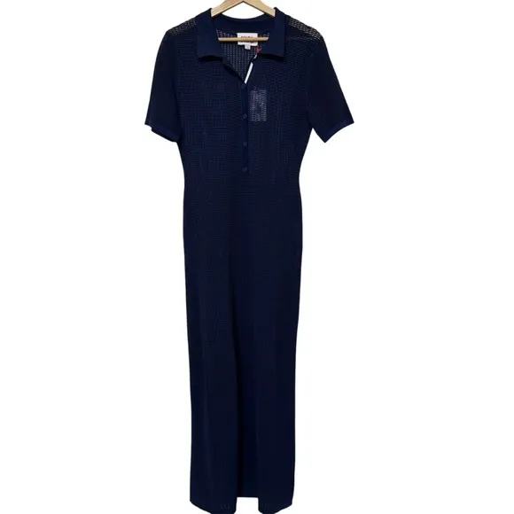 Solid &amp; Striped The Leigh Polo Navy Mesh Midi Dress Beach Cover Up Size S