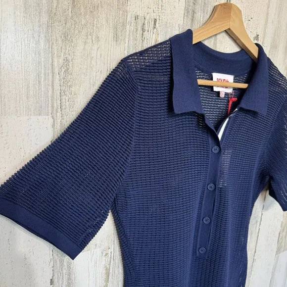 Solid &amp; Striped The Leigh Polo Navy Mesh Midi Dress Beach Cover Up Size S