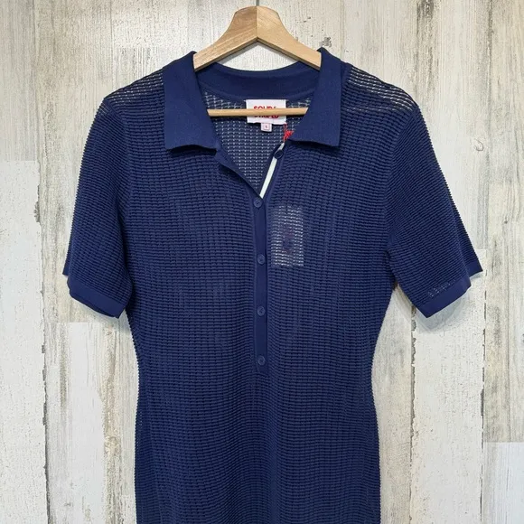 Solid &amp; Striped The Leigh Polo Navy Mesh Midi Dress Beach Cover Up Size S