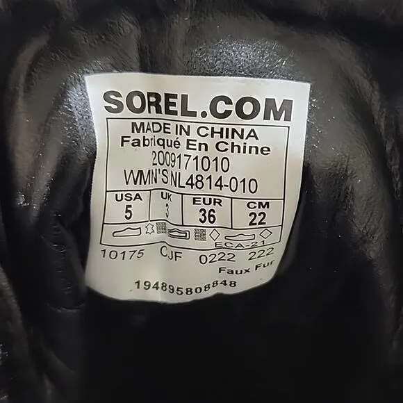 SOREL BREX HEEL COZY LACE BOOT WOMEN'S 5 BLACK/SEA SALT CHIC MODERN DESIGN NWNB
