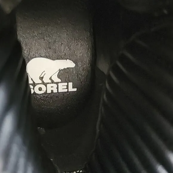 SOREL BREX HEEL COZY LACE BOOT WOMEN'S 5 BLACK/SEA SALT CHIC MODERN DESIGN NWNB