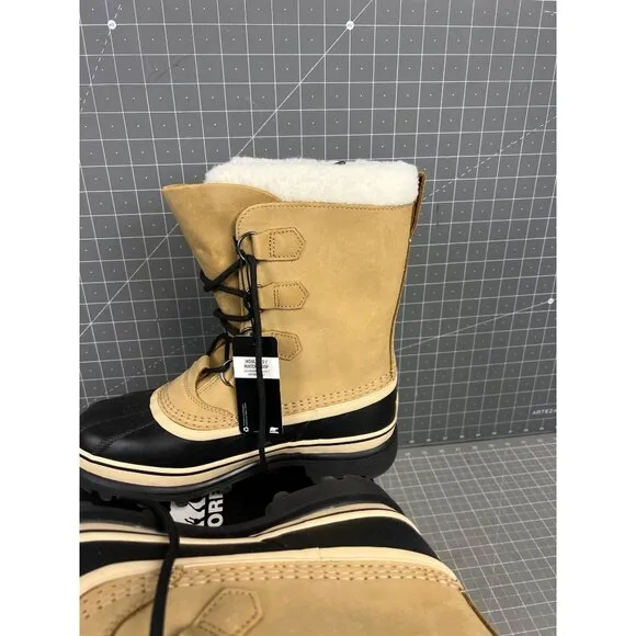 Sorel Caribou Men’s Waterproof Insulated Boots Buff &amp; Black Size 8