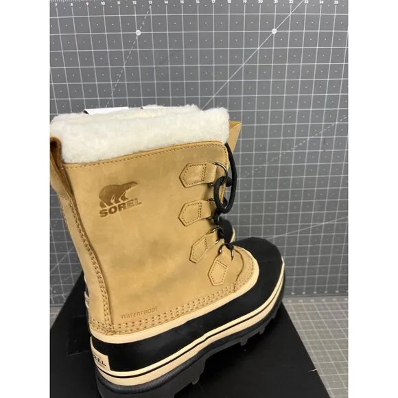 Sorel Caribou Men’s Waterproof Insulated Boots Buff &amp; Black Size 8