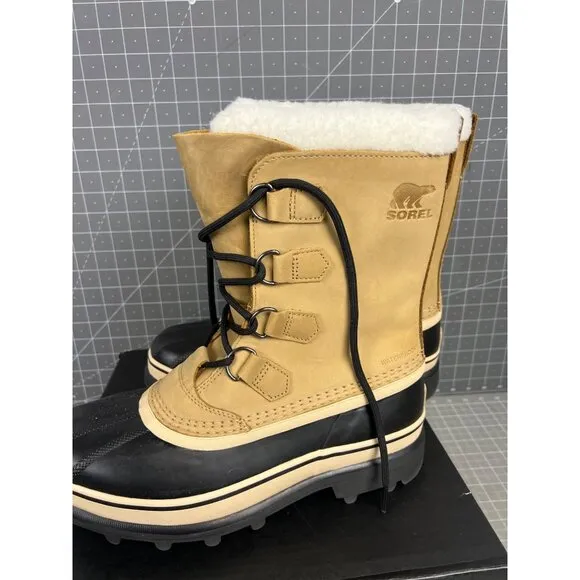 Sorel Caribou Men’s Waterproof Insulated Boots Buff &amp; Black Size 8
