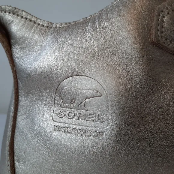 SOREL Duck Boots Waterproof Metallic Comfort Memory Foam Leather Booties 12