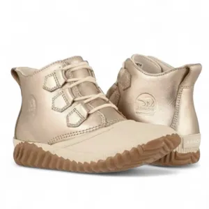 SOREL Duck Boots Waterproof Metallic Comfort Memory Foam Leather Booties 12