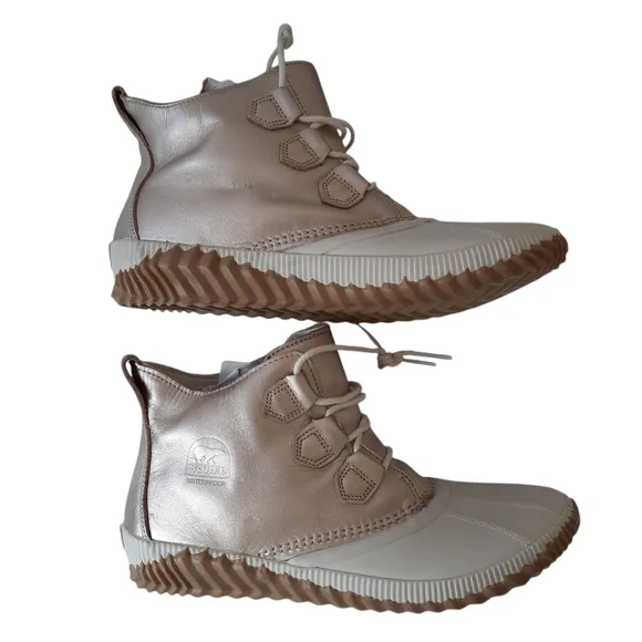 SOREL Duck Boots Waterproof Metallic Comfort Memory Foam Leather Booties 12