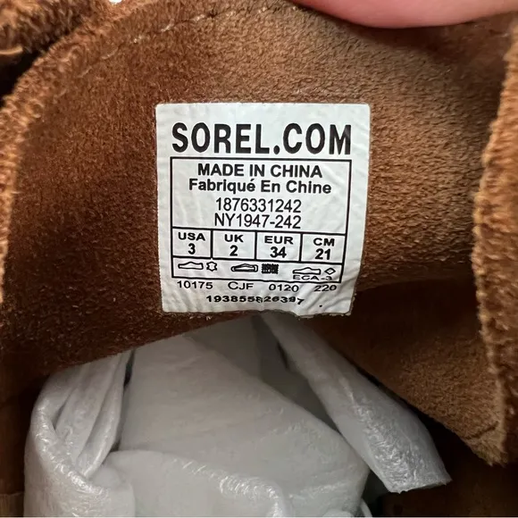 SOREL Girl's Joan of Arctic™ Wedge II Leather Waterproof Booties Boots Size 3
