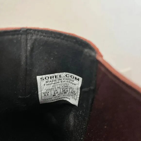 Sorel Joan of Arctic Wedge II Pull-On Brown Leather Chelsea Boots Women's 8.5