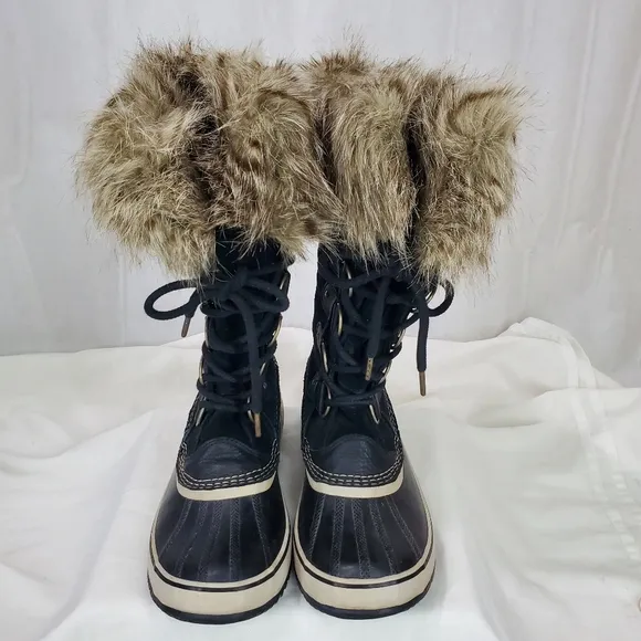 Sorel Joan of Arctic Womens Boots Black Suede Leather Waterproof Insulated Sz 10