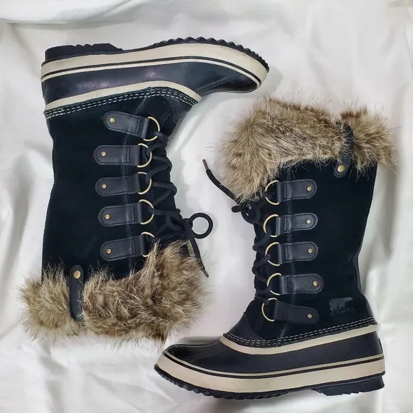 Sorel Joan of Arctic Womens Boots Black Suede Leather Waterproof Insulated Sz 10