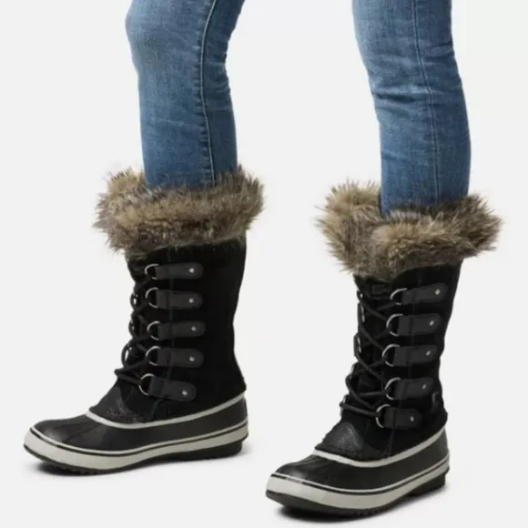 Sorel Joan of Arctic Womens Boots Black Suede Leather Waterproof Insulated Sz 10