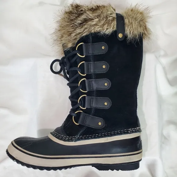 Sorel Joan of Arctic Womens Boots Black Suede Leather Waterproof Insulated Sz 10