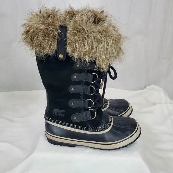 Sorel Joan of Arctic Womens Boots Black Suede Leather Waterproof Insulated Sz 10