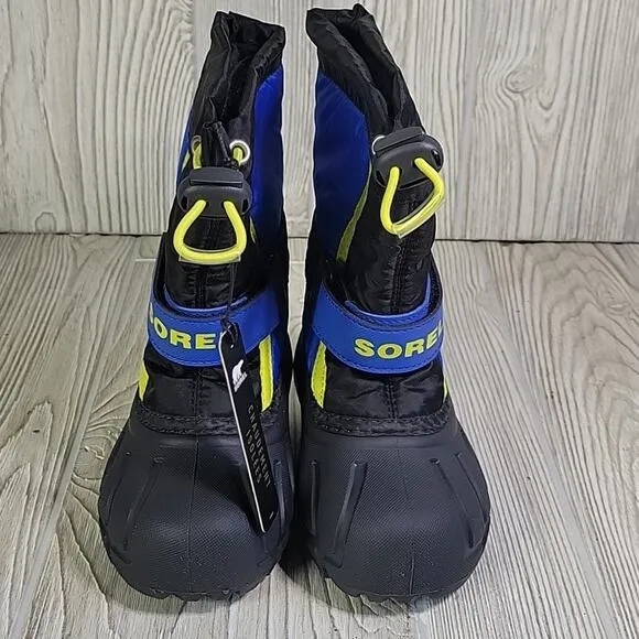 Sorel Kids Flurry Snow Boots Black &amp; Super Blue Toddler Size 8 NEW