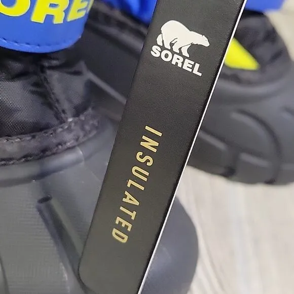 Sorel Kids Flurry Snow Boots Black &amp; Super Blue Toddler Size 8 NEW