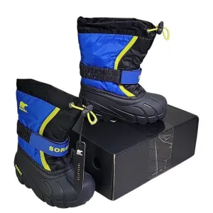 Sorel Kids Flurry Snow Boots Black &amp; Super Blue Toddler Size 8 NEW