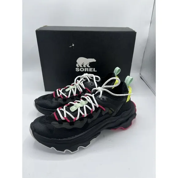 SOREL Kinetic Breakthru Tech Lace BLACK / Chrome Grey Women's Shoes Size 7