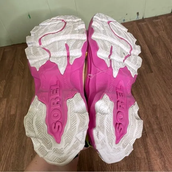 Sorel Kinetic Breakthru Tech Lace Sneakers Bleached Ceramic Fuchsia Fizz 7.5