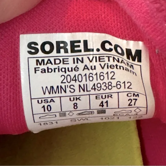 Sorel Sz 10 Pink Kinetic Breakthrough Tech Lace Sneakers Trainers Athletic Shoes