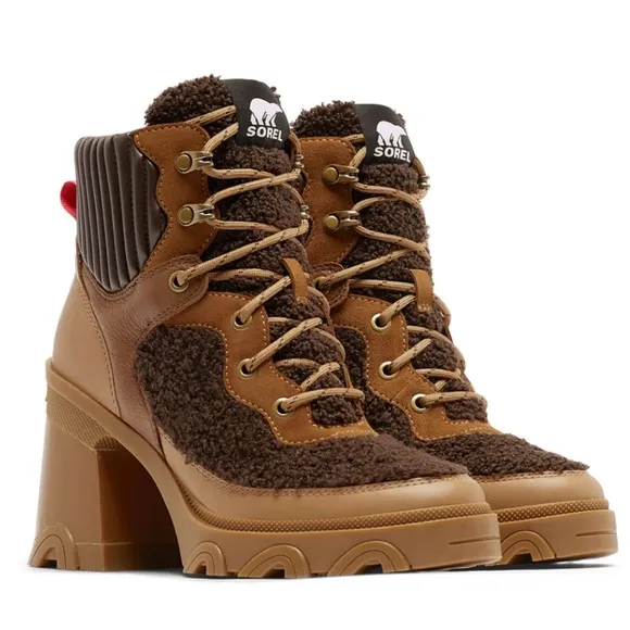 SOREL Tawny Buff &amp; Blackened Brown Brex Cozy Shearling Boots 9.5