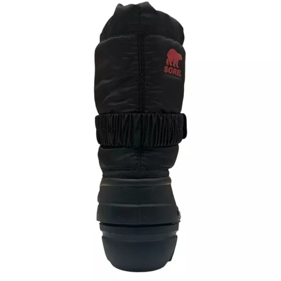 Sorel Toddler Boy's Winter Snow Boots Size 8-10 Black/Red Insulated Waterproof