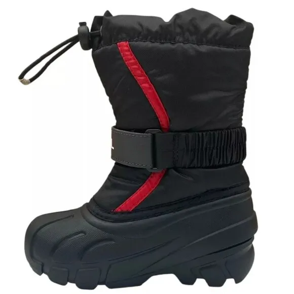 Sorel Toddler Boy's Winter Snow Boots Size 8-10 Black/Red Insulated Waterproof
